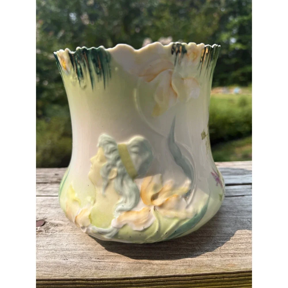 Antique R.S. Prussia Double Hidden Image Cracker biscuit Jar Porcelain No Lid